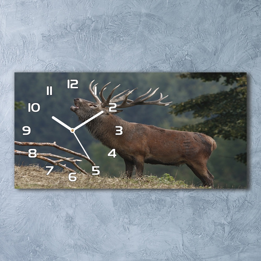 Horizontal wall clock Deer on the hill