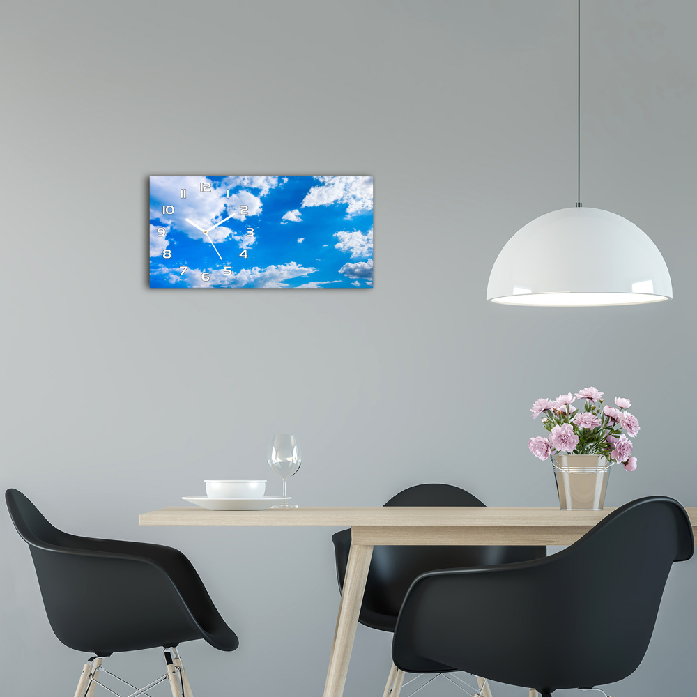 Horizontal rectangular wall clock Clouds in the sky