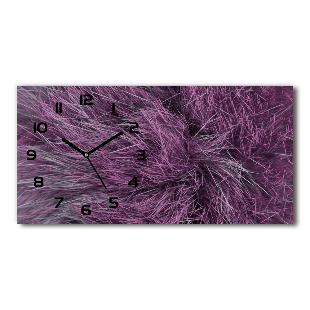 Horizontal wall clock Pink fur