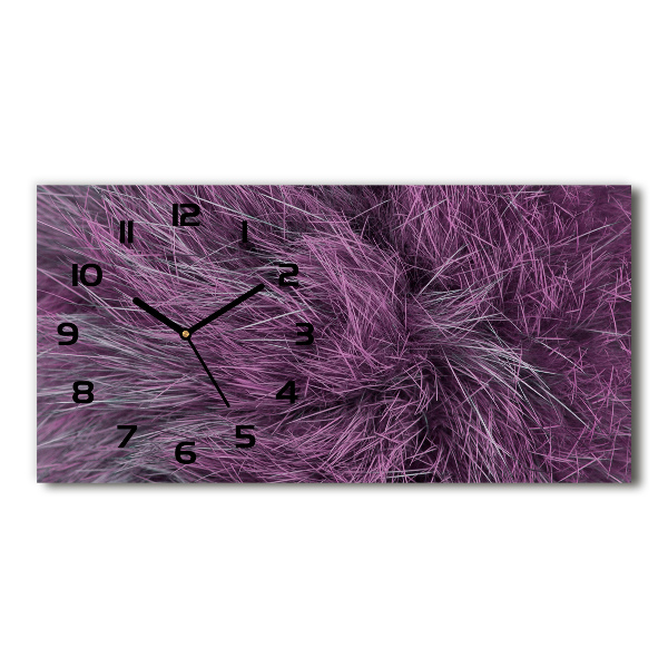 Horizontal wall clock Pink fur