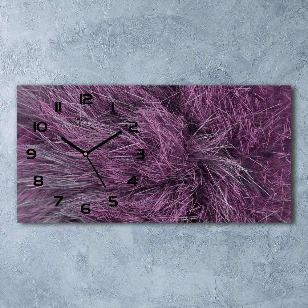 Horizontal wall clock Pink fur