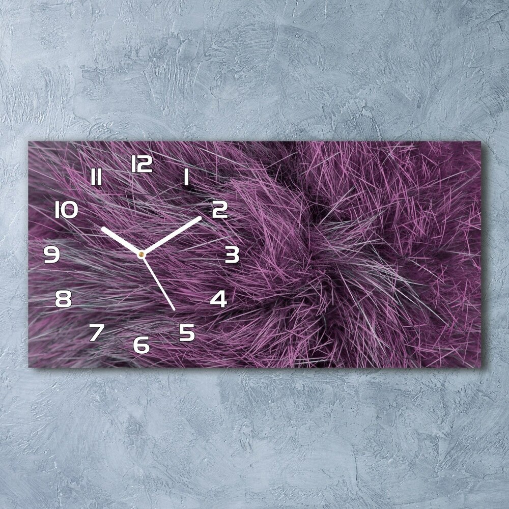 Horizontal wall clock Pink fur