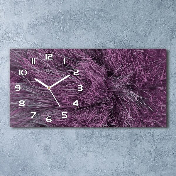 Horizontal wall clock Pink fur