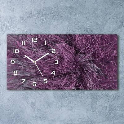 Horizontal wall clock Pink fur