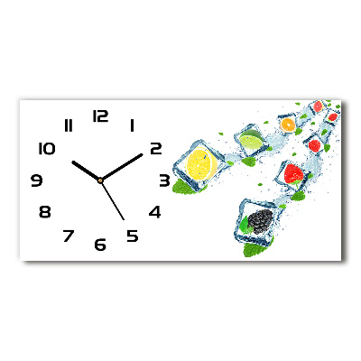 Horizontal rectangular wall clock Fruit in cubes