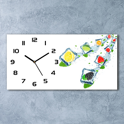 Horizontal rectangular wall clock Fruit in cubes