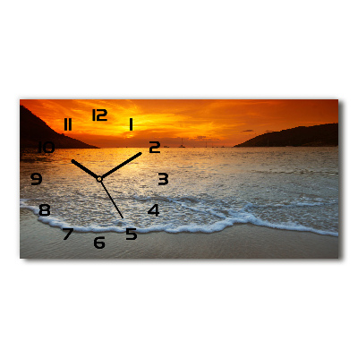 Horizontal wall clock Sunset sea