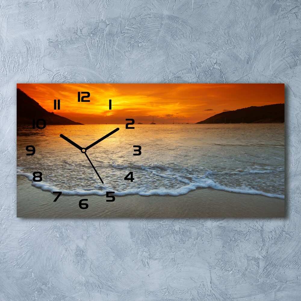 Horizontal wall clock Sunset sea