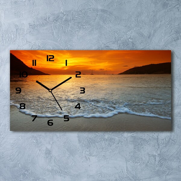 Horizontal wall clock Sunset sea