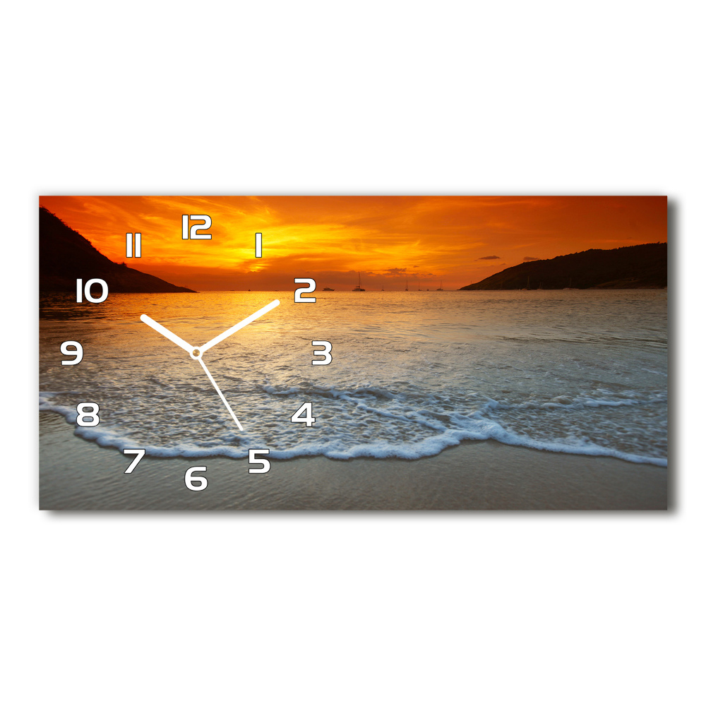 Horizontal wall clock Sunset sea