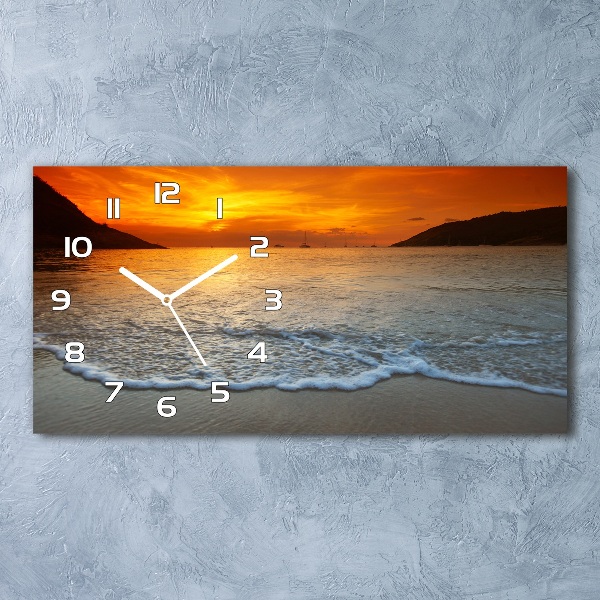 Horizontal wall clock Sunset sea