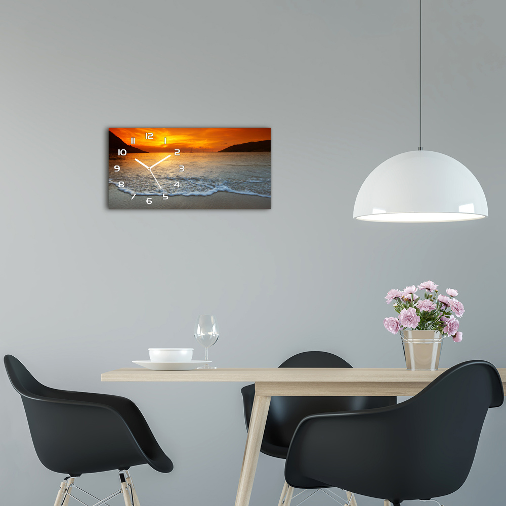 Horizontal wall clock Sunset sea