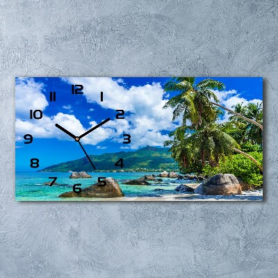 Horizontal rectangular wall clock Seychelles beach