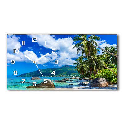 Horizontal rectangular wall clock Seychelles beach