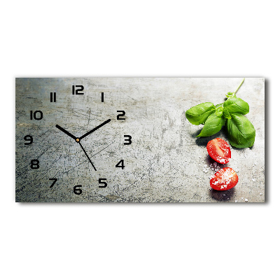 Horizontal rectangular wall clock Tomatoes and basil