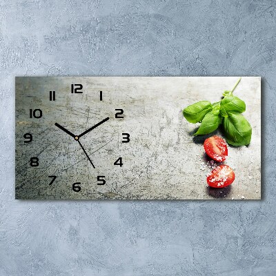 Horizontal rectangular wall clock Tomatoes and basil