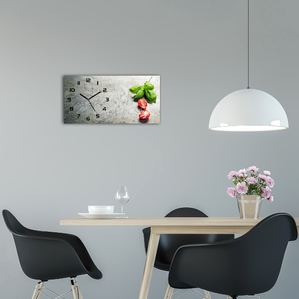 Horizontal rectangular wall clock Tomatoes and basil