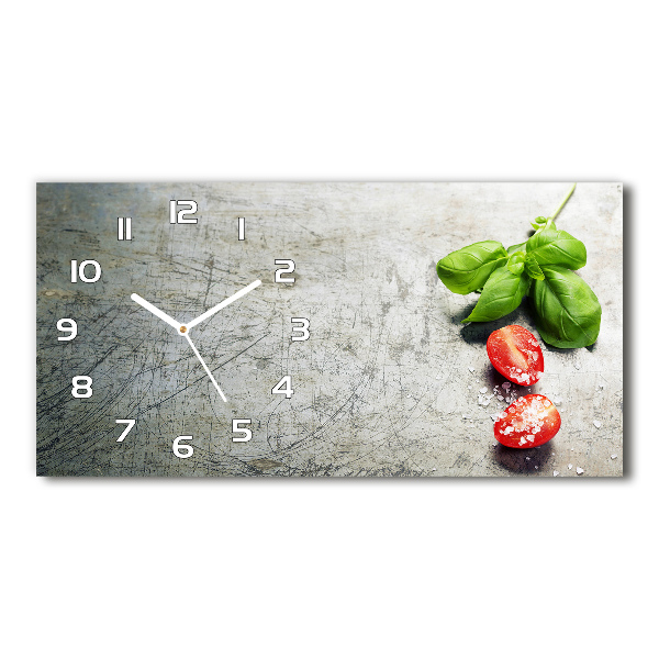 Horizontal rectangular wall clock Tomatoes and basil