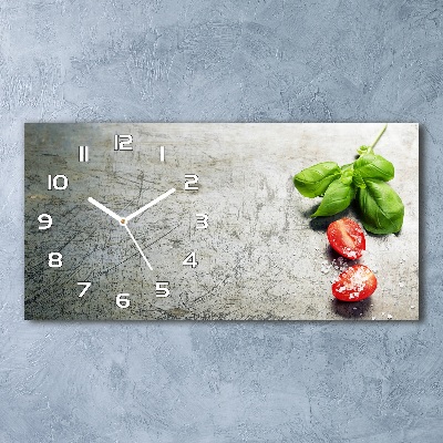 Horizontal rectangular wall clock Tomatoes and basil