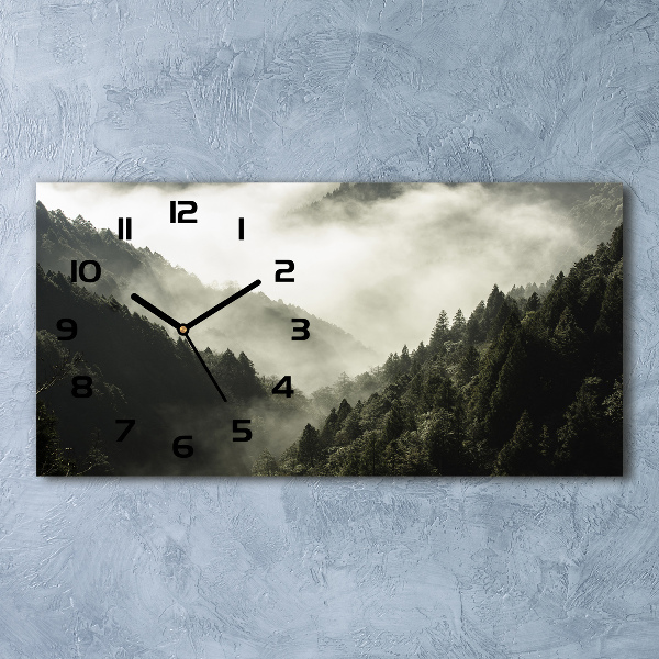 Horizontal wall clock Fog over the forest