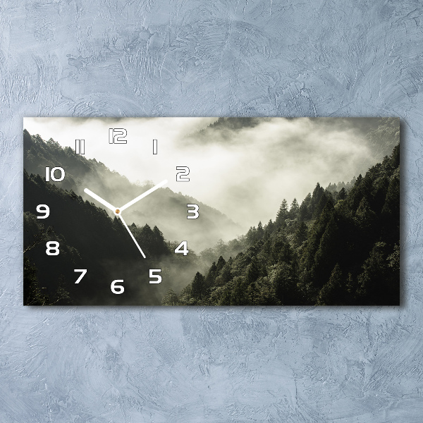 Horizontal wall clock Fog over the forest