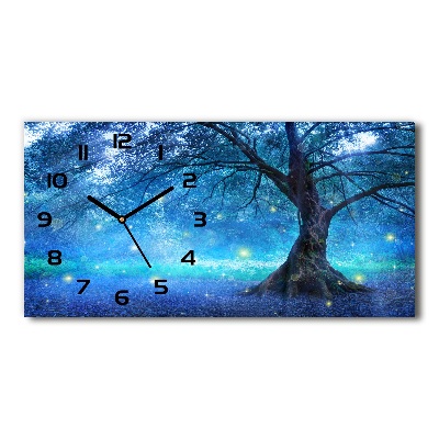 Horizontal rectangular wall clock Mysterious forest