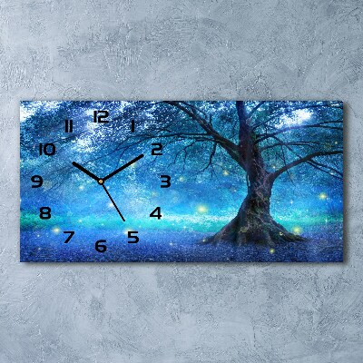 Horizontal rectangular wall clock Mysterious forest