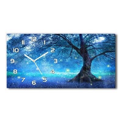 Horizontal rectangular wall clock Mysterious forest