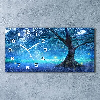 Horizontal rectangular wall clock Mysterious forest