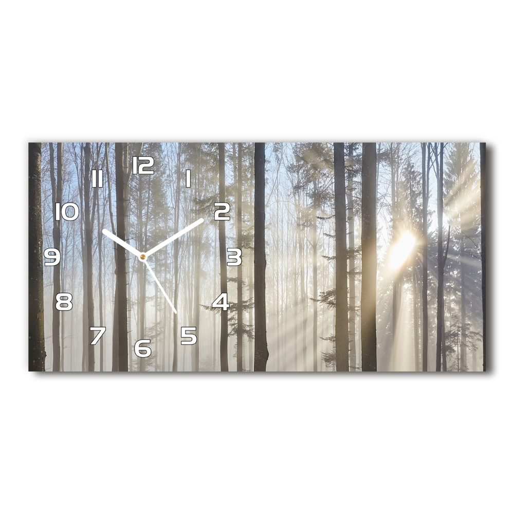 Horizontal rectangular wall clock Fog in the forest