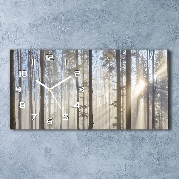 Horizontal rectangular wall clock Fog in the forest