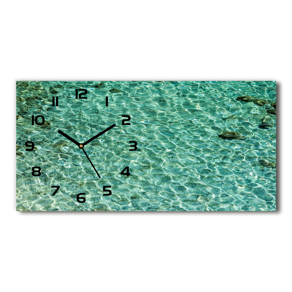 Horizontal rectangular wall clock Transparent water