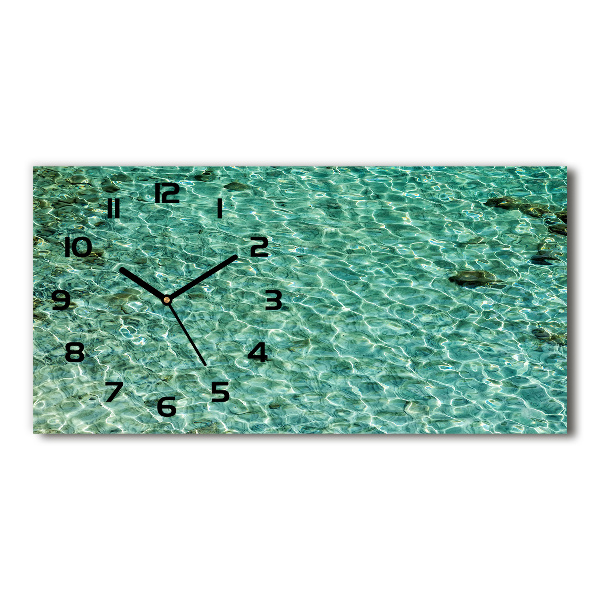 Horizontal rectangular wall clock Transparent water