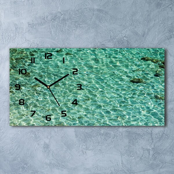 Horizontal rectangular wall clock Transparent water