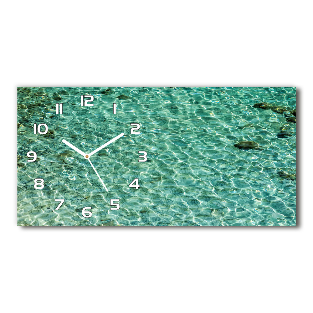 Horizontal rectangular wall clock Transparent water