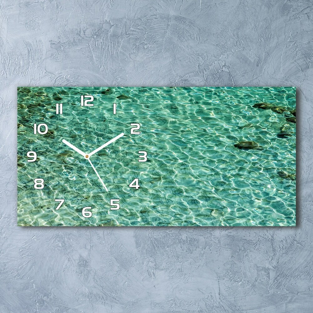 Horizontal rectangular wall clock Transparent water