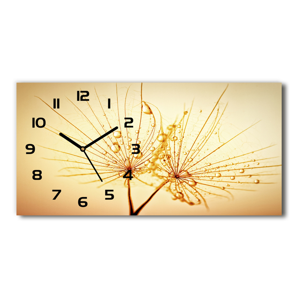 Horizontal rectangular wall clock Dandelion seeds