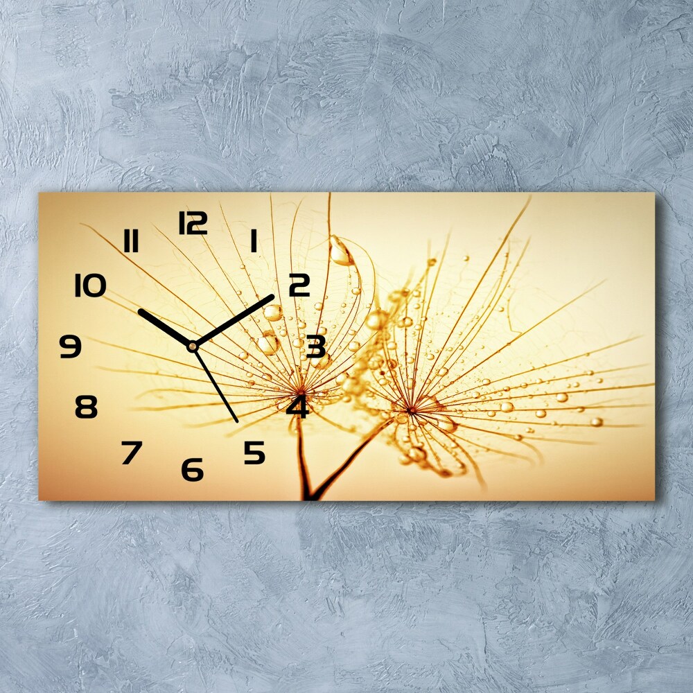 Horizontal rectangular wall clock Dandelion seeds