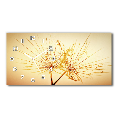 Horizontal rectangular wall clock Dandelion seeds