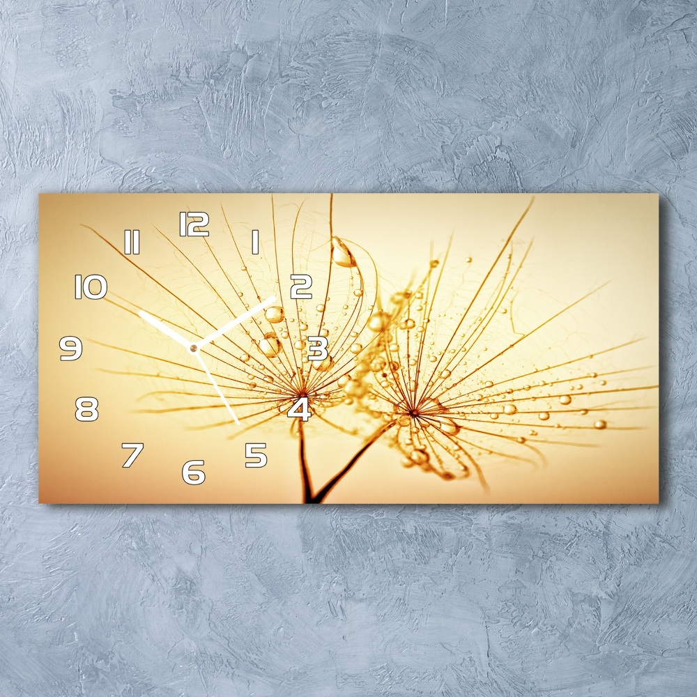 Horizontal rectangular wall clock Dandelion seeds