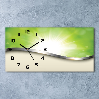 Horizontal wall clock Green abstraction