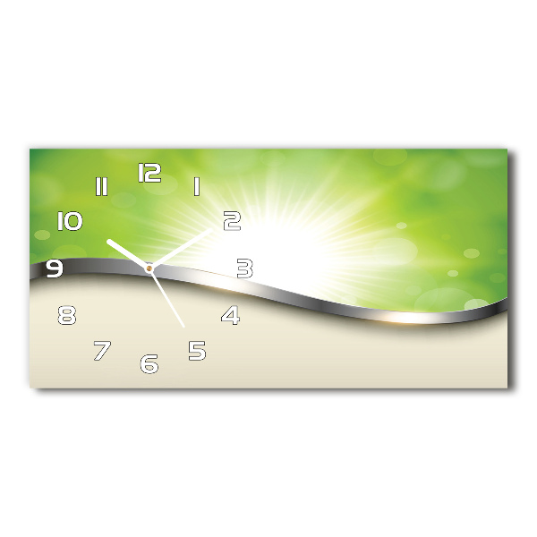 Horizontal wall clock Green abstraction