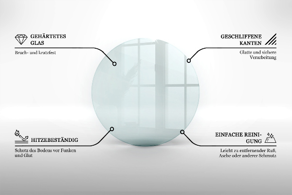 Glass hearth for wood stove round transparent