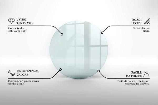 Glass hearth for wood stove round transparent