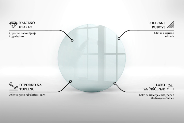 Glass hearth for wood stove round transparent