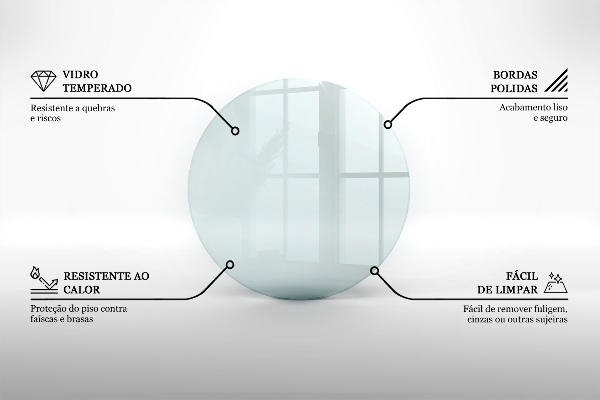 Glass hearth for wood stove round transparent