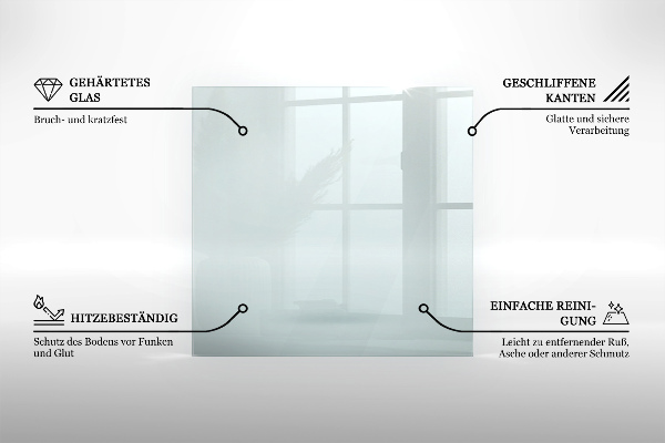 Glass hearth rectangular transparent