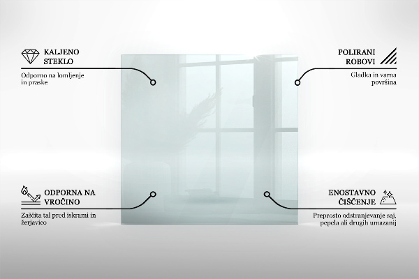 Glass hearth rectangular transparent