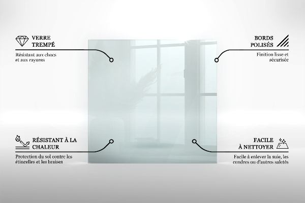 Glass hearth rectangular transparent