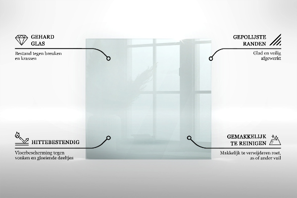 Glass hearth rectangular transparent